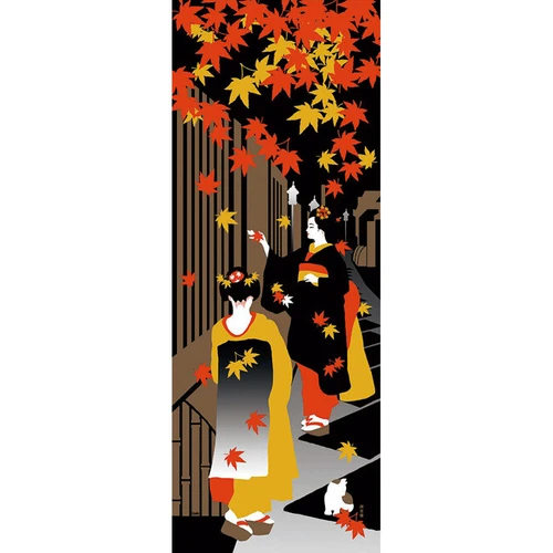 tenugui geisha con foglie d'acero